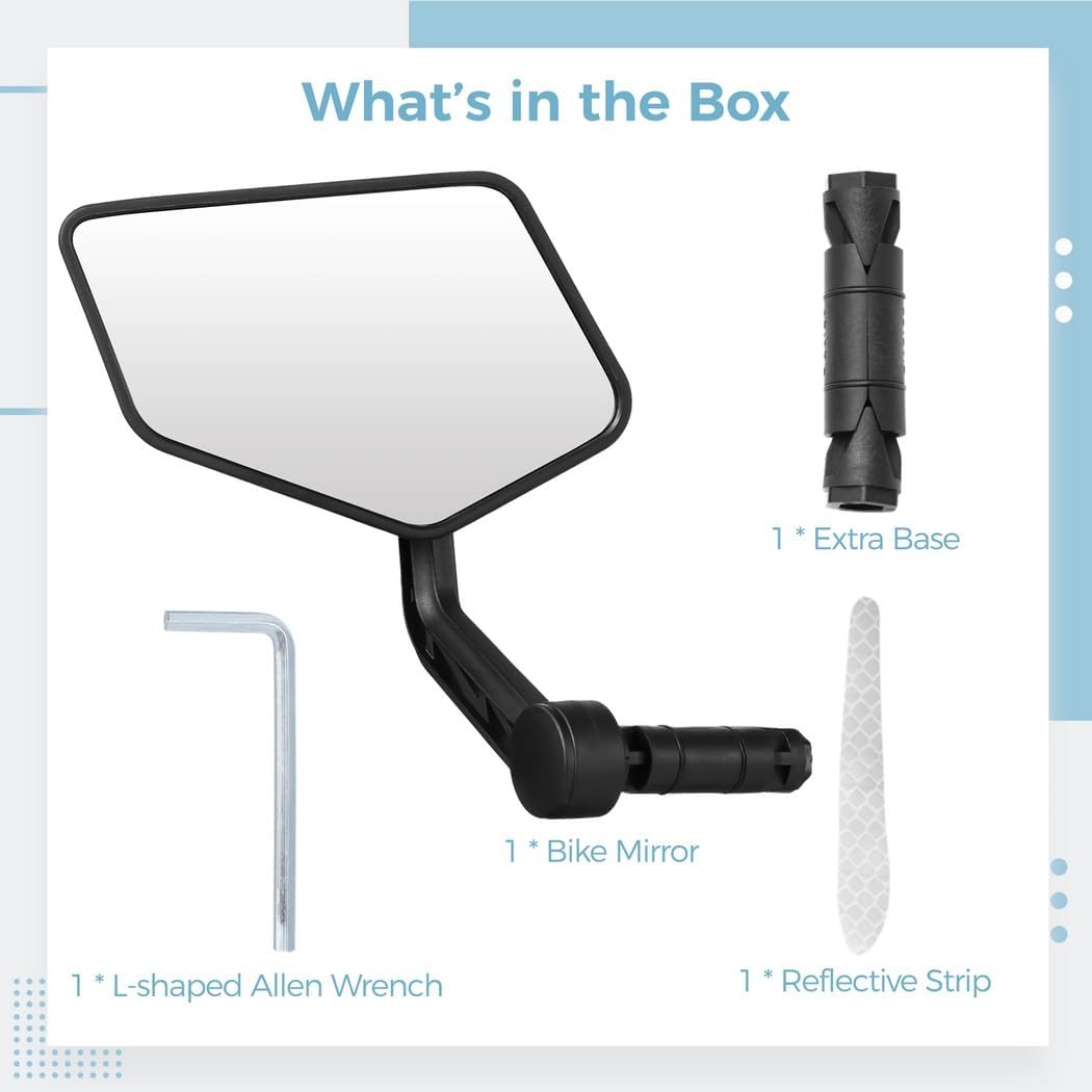 360° Adjustable Bar End Mirror, Rearview Mirror With Reflective Strip For E-Bikes, Scooters & Mountain Bikes
