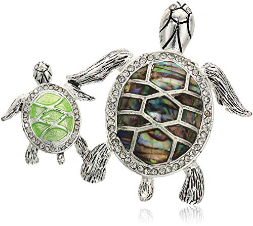 Napier Women's Classics Green And Silver Duo Turtles Brooches And Pin #TOP20