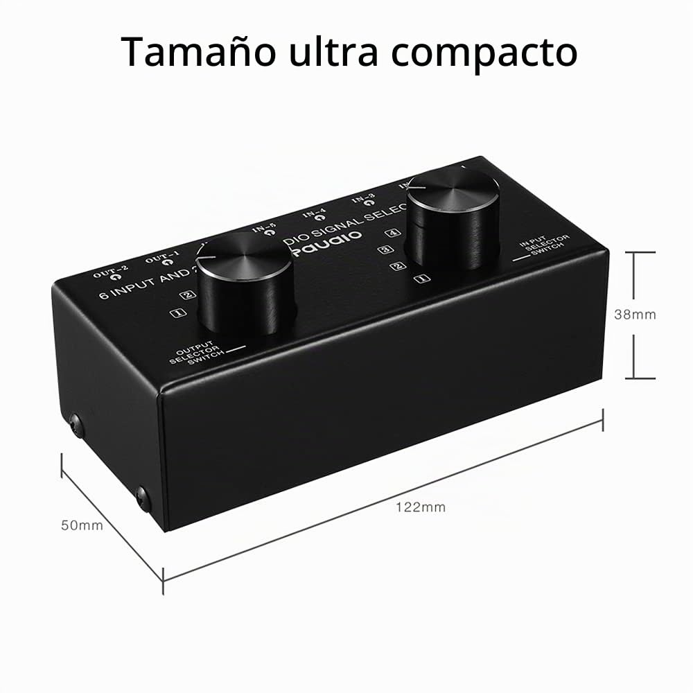 Conmutador de Audio Switch 6(2)-In-2(6)-Out,Caja de selección de señal de audio de dos vías Distribuidor divisor con entradas y salidas