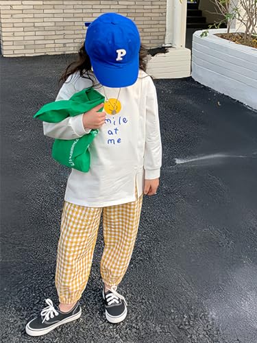 Image of BINIDUCKLING Toddler Pull Up Loose Gingham Girls Pants