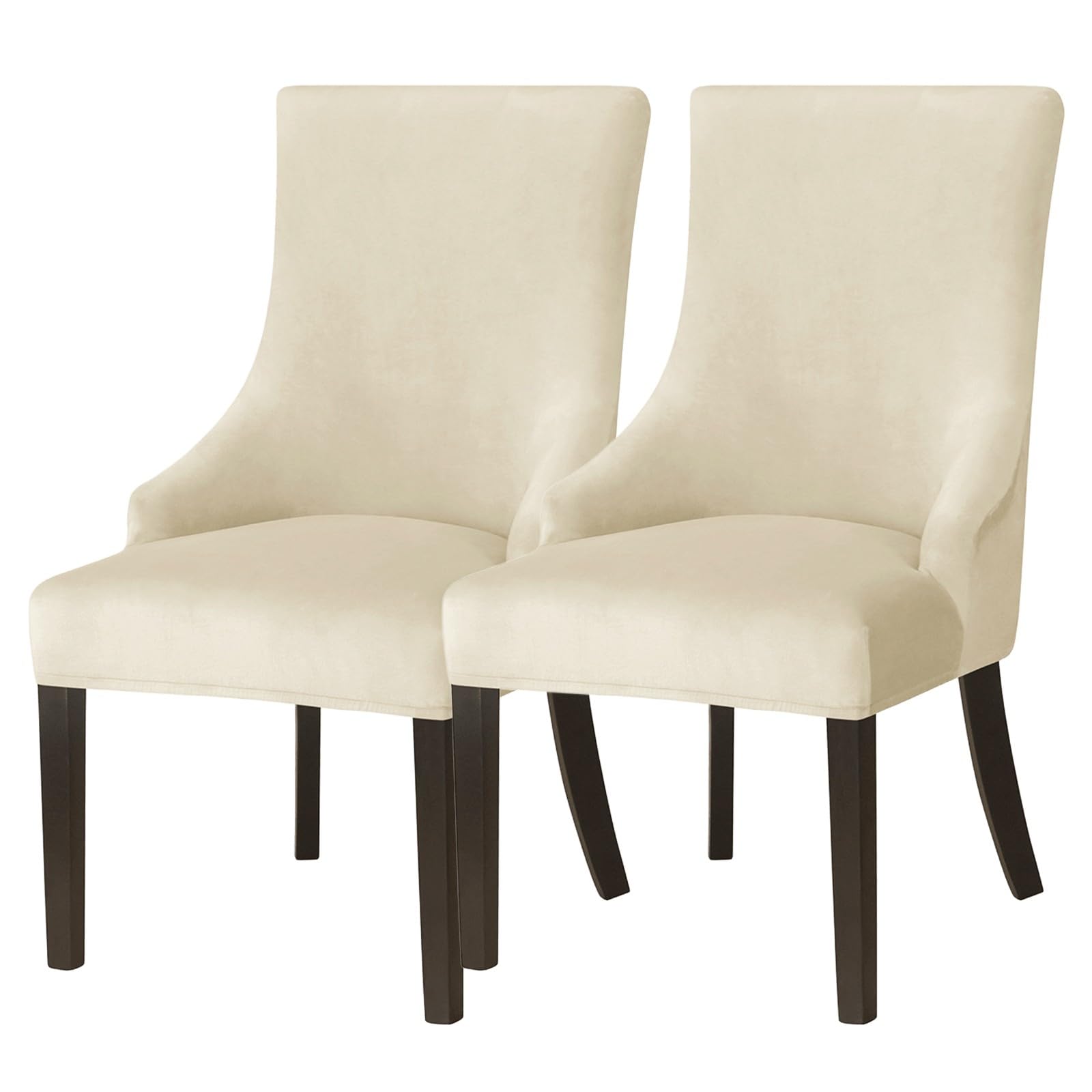 WYLEBER Stretch Washable Dining Chair Covers Set of 2/4/6,Wingback Dining Chair Covers with Sloping Arms,for Dining Room Banquet Hotel Home Decor(Beige,2Set)