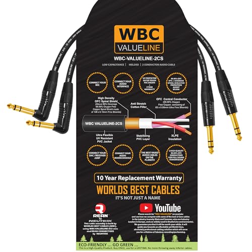 Câbles d'interconnexion blindés WBC-VALUELINE-2CS de 22 AWG dotés de fiches Neutrik-Rean durables