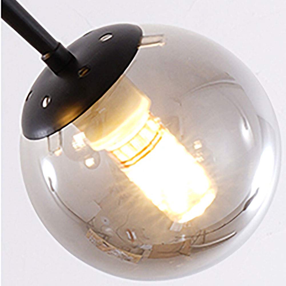G9 Semplice Moderno Designer Lampadario,Creativo Lampada Da Tavolo Da Pranzo,Lampade Nordiche,Sala Da Pranzo Studiare Bar Soggiorno Sala Da Pranzo-Nero. Copertura in vetro fuliggine