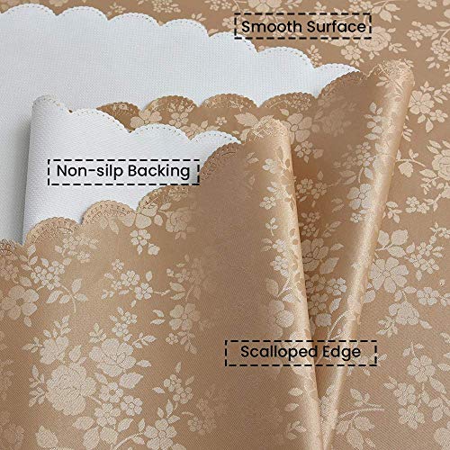 Image of Romanstile Waterproof Vinyl Tablecloth Round, 60 x 60 Inch, Rose Champagne