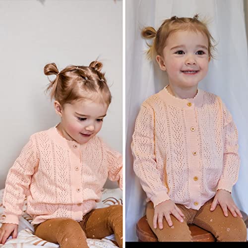 Image of Simplee kids Baby Girl Thin Sweater Solid White Pink Cardigans for Toddler 0-3Years