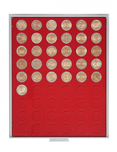 LINDNER Das Original Münzbox Standard mit 54 runden Vertiefungen für Münzen mit Ø25,75 mm, z.B. für 2 Euro-Münzen Cover