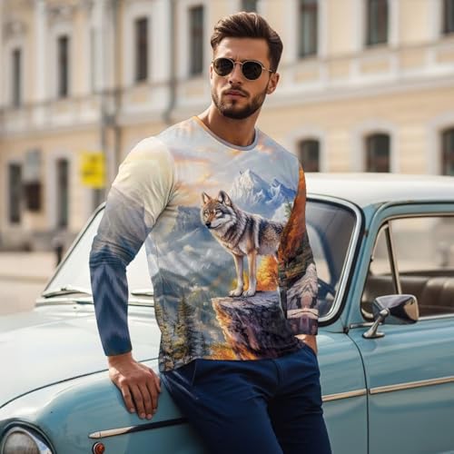 Mens Athletic Long Sleeve Round Neck Tees Long Sleeve Comfy Breathable T-Shirt for Men Casual Crewneck Fashion Tops3