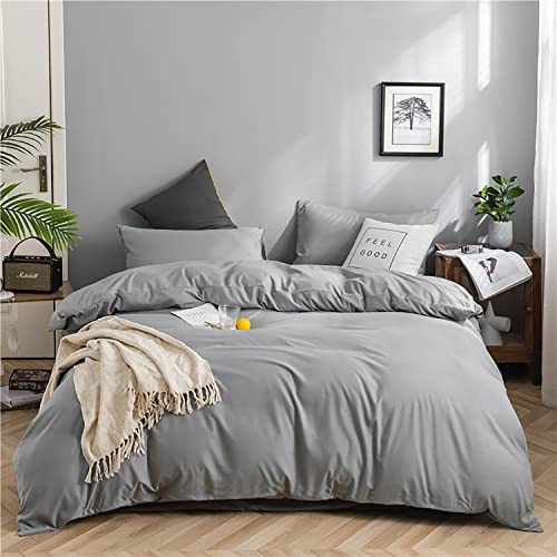 Image of KAREVER Silver Grey Comforter Set Twin Light Gray Beddig Set Kids Teens 3 Pieces Lightweight Durable Gray Comforter Set