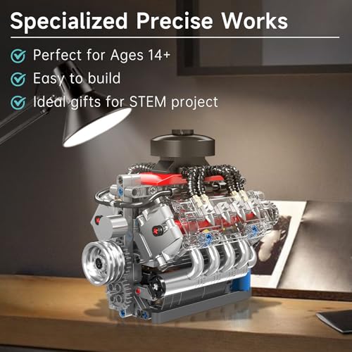 Image of Mould King 10171 V8 Engine Building Blocks Sets, V8 Engine Model kit That Run, Build Your Own STEM Model Engine, 8-Cylinder Car Engine Building Engineering Toys for Age 14+ /Adults Collections(487+PCS)