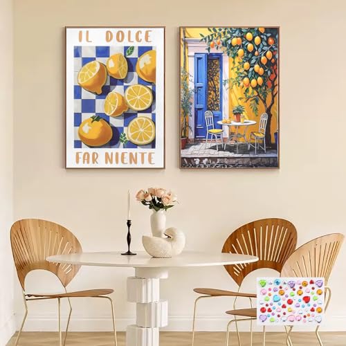 ZRUEWOT Tableaux cuisine italienne 30×20 cm – Lot de 2 affiches citron sans cadre, décoration...