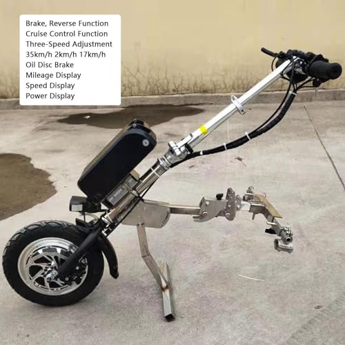 Kit de conversión de silla de ruedas eléctrica con control de 3 velocidades y luz delantera, extiende la movilidad hasta 65 km, ideal para mejorar la accesibilidad al aire libre