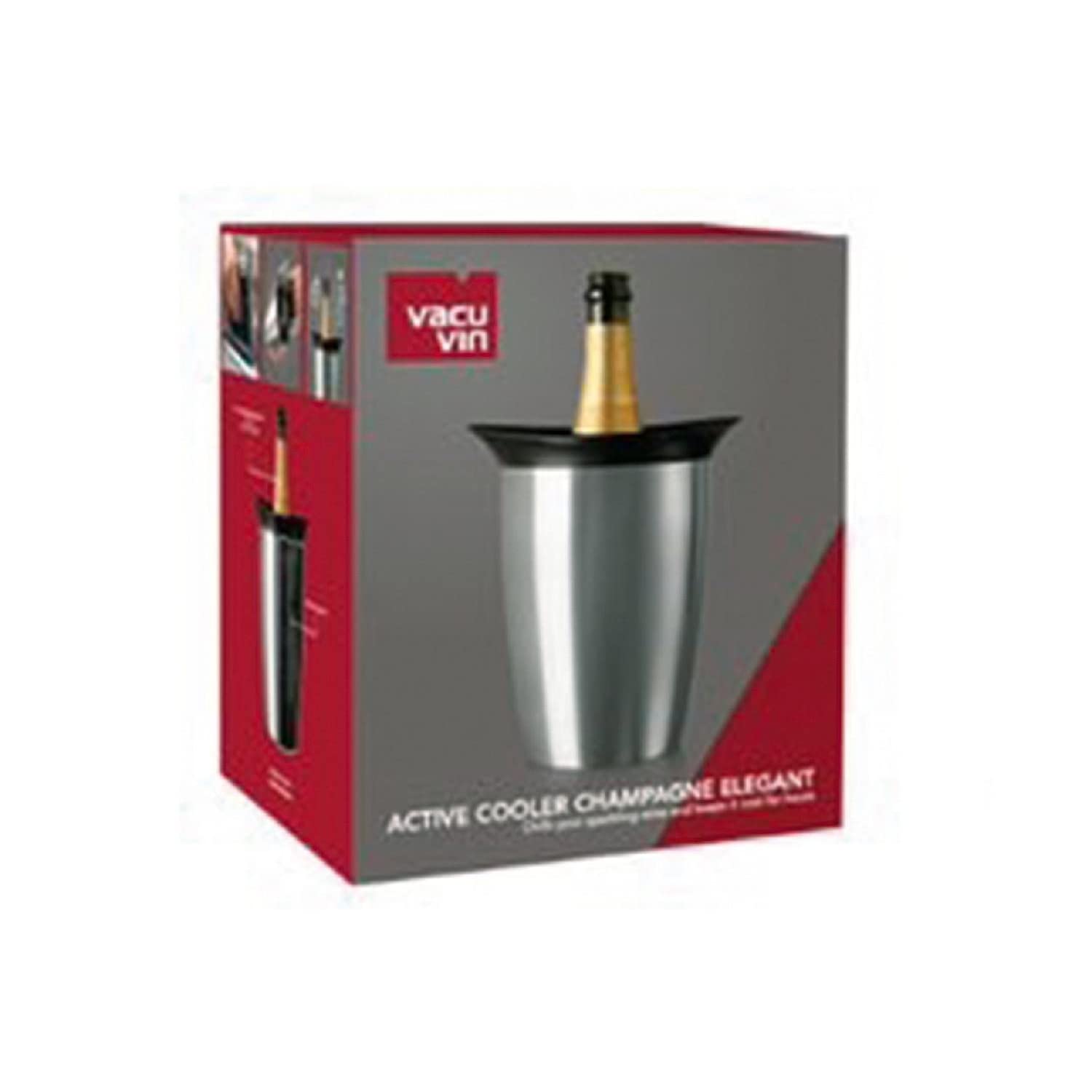 Vacu Vin Champagne Cooler, Stainless Steel Active Bottle Chiller with Removable Freezer Sleeve, Ice-Free Tabletop Design — Amazon image 3