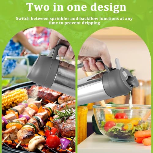Image of INKULTURE 2-in-1 Stainless Steel Cooking Oil Dispenser,Pourer Bottle 500 ml | Refillable Oil Spray Bottle for Air Fryer, BBQ, Salad, Baking & Kitchen (Black)