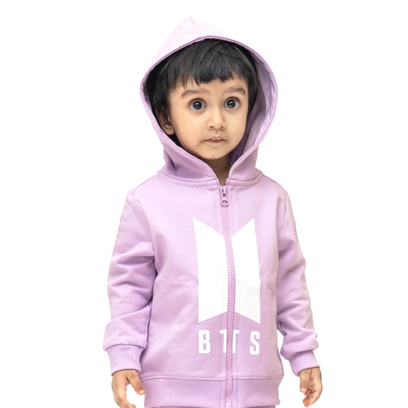 ARIEL Kids Cotton Fleece Full Sleeve Hoodie Sweatshirt for Boys and Girls (BTSBABYHOODLILC-56YRS) Lilac - Image 3 thumbnail