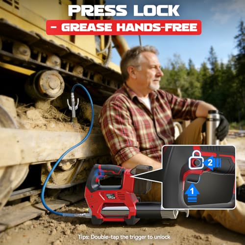 Image of Ecarke Cordless Grease Gun Compatible with Milwaukee 18V Battery (Tool Only), 3‑Speed Adjustable Flow, 12,000 PSI Max, 39 inch Hose, Works with Bulk & Cartridge Grease, for Farm /Truck /Construction