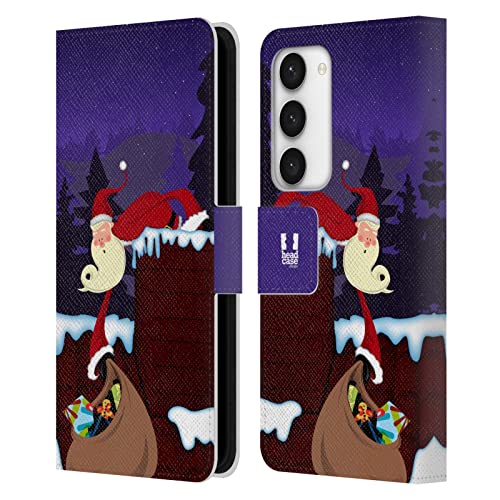 Étui portefeuille Samsung S23 5G cuir mince housse protection rabat motif Noël Head Case