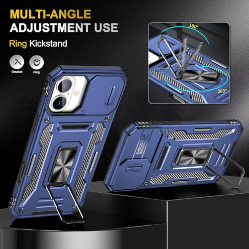 Image of Luxe Back Cover for Compatibe for Apple iPhone 16 | D10 Tough Armor Case | Sliding Camera Shield | 360 Protection | Kickstand Ring Holder | Military-Grade Bumper Case