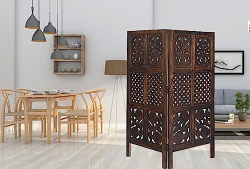 Image of Wooden Room Wall Partition /Divider /Separator for Home Decor /Bedroom /Office /Kitchen, (4 Feet) (4 Feet 2 Panel Colour Brown)