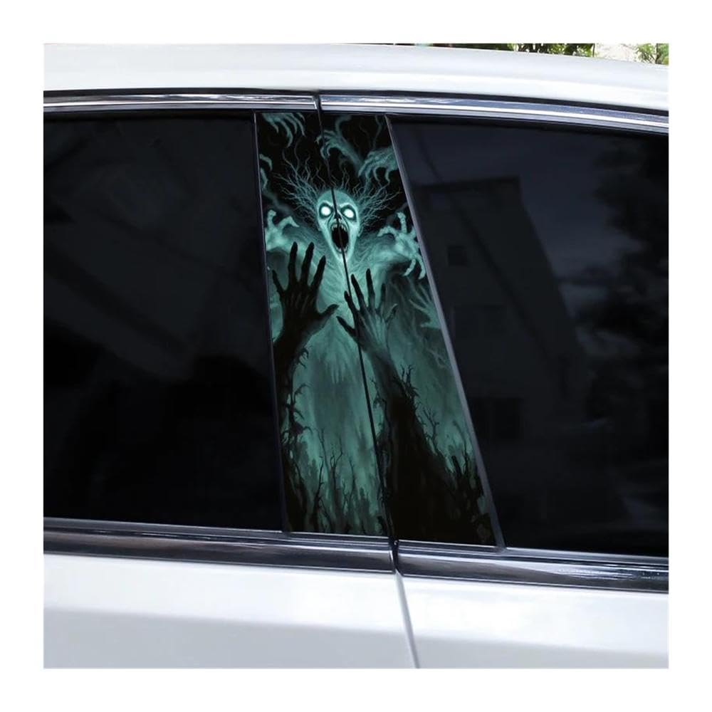 Body Parts 2pcs Car Center Pillar Sticker Ghost Crawling Soul Auto B-Pillar Waterproof Protective Film(Type A)