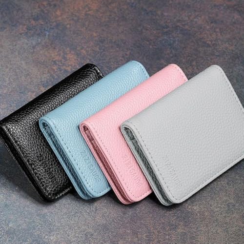 ID Package PU Wallet Portable Solid Color Business Card Case Universal Multi-card Slot Wallets Men(Black)3