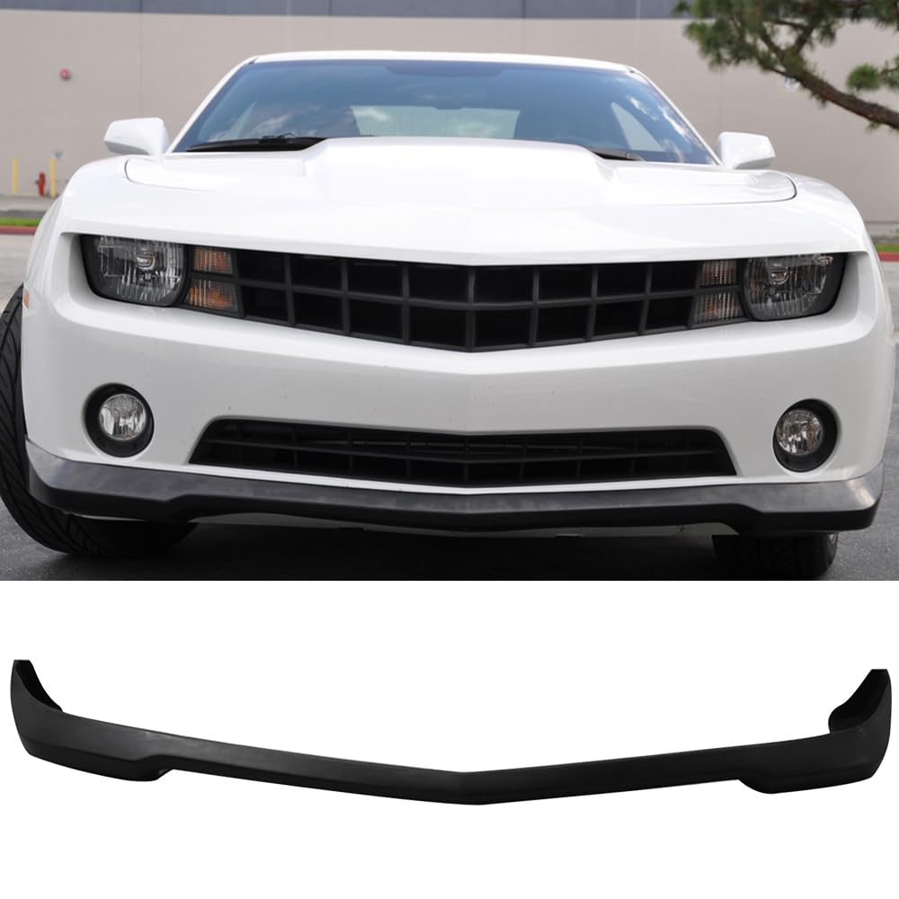 IKON MOTORSPORTS Front Bumper Lip Compatible with 2010-2013 Chevrolet Camaro V6, SS Style Unpainted Raw Material Black PU Front Lip Finisher Under Chin Spoiler