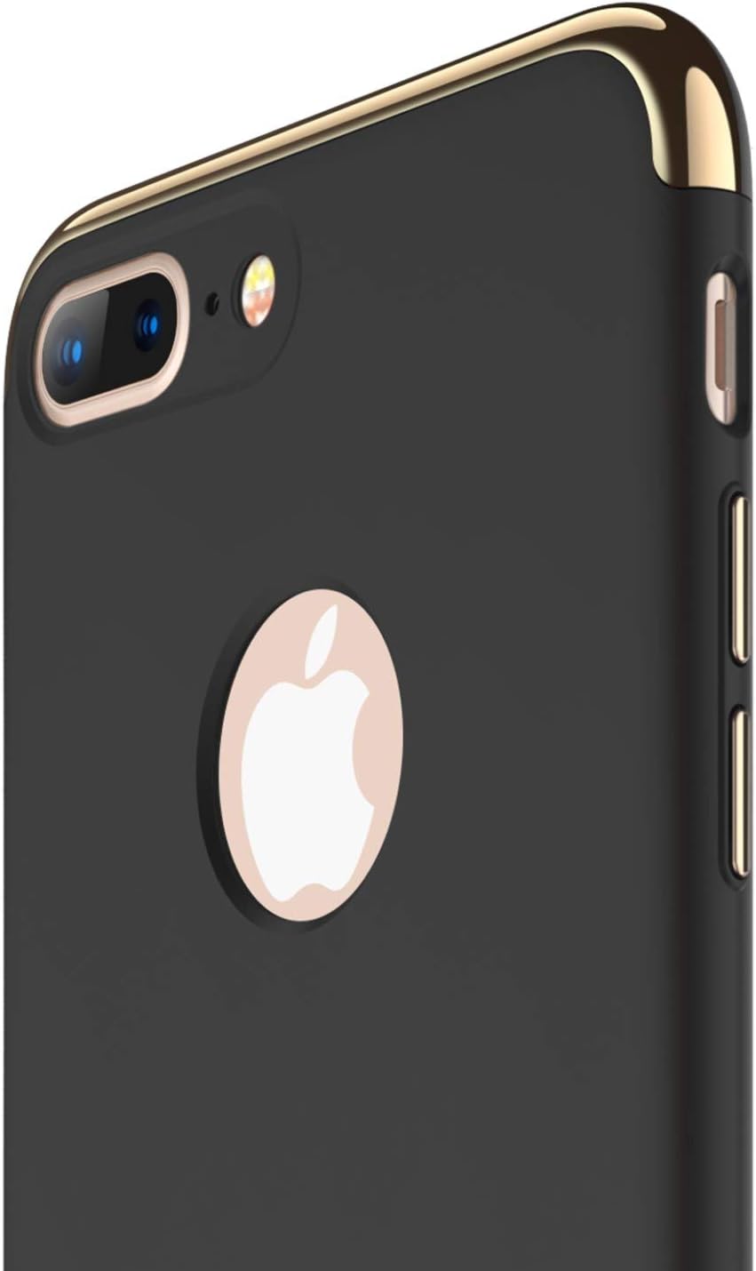 RANVOO iPhone 8 Plus Case, Slim Fit Thin Hard Stylish Cover 3 in 1 Detachable Case [Support Wireless Charging], Black [Clip-ON Series]