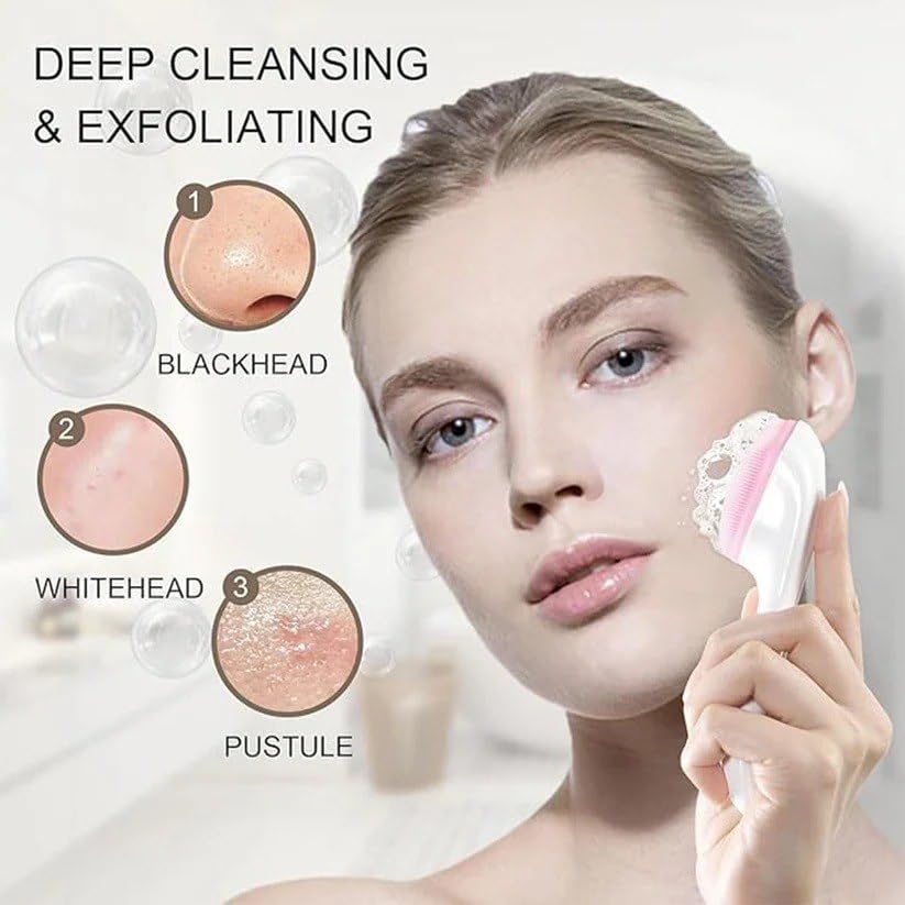 Image of 2 in 1 Body Scrubber And Scalp Massager for Hair +Soft Silicone Back Scrubber Long Handle Bath Brush + Face Scrubber Brush, Combination Combo, Super-Exfoliating & Lathering Body Scrubber, Shower Brush for Men and Women (6 IN 1 BATH BRUSH)