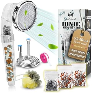 Shower Head and Hose Set 1.5m Power Shower Heads to Increase Pressure 3 Spray Modes Water Softener Shower Head Filter Hard Water UK Electric Shower Head Compatible with 3 Bead Bags and Loofah