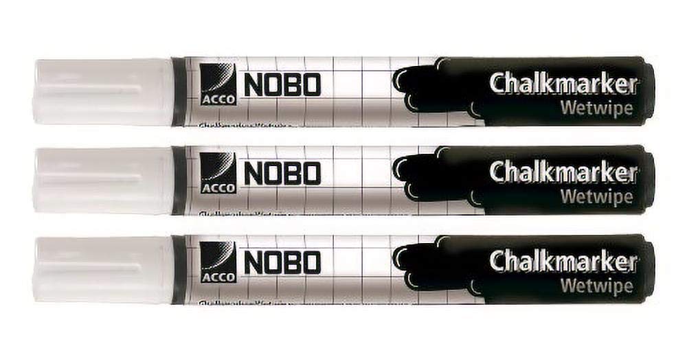 Nobo Chalk Marker - White Pack of 3 34438398
