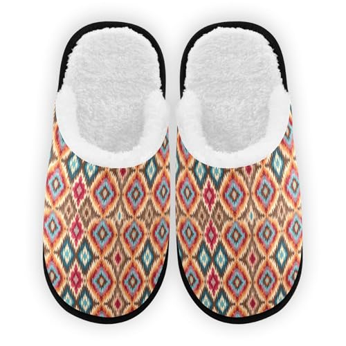 Painted Bohemian Orange Slippers For Women Men Soft Memory Foam Non-Slip Design Winter Indoor House Shoes Travel Slipper