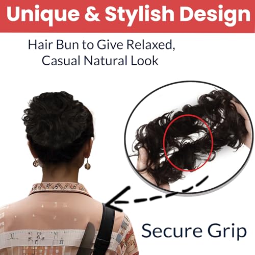 Image of TEMPERIA Hair Accessories For Women Stylish - Juda Hair Buns - Messy Bun Hair Extension - Artificial Fake Donuts Maker Scrunchies - With Elastic Rubber band - Black - 3 Pc - (25GR)