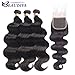 BEAUDIVA Hair Brazilian Body Wave Human Hair 3 Bundles with Closure Free Part (18 20 22 +16 Closure) 100% Unprocessed Virgin Human Hair extensions With body wave Lace Closure Natural Black