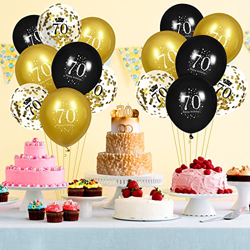 Image of 70th Birthday Balloons for Men, 15 Pcs Black Gold Happy 70th Birthday Balloons, Black Gold 70th Birthday Party Decorations Balloons for Men Women 70th Birthday Decor