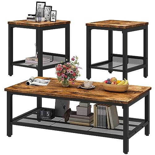 DKLGG Coffee Table Set of 3, Vintage Wood Coffee Table