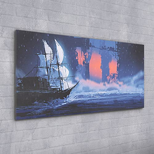 Tableau acrylique 100x50cm salon decoration murale vague mer