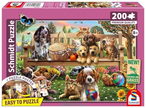 Schmidt 56534 Pique-Nique de Jardin pour Chiens et Chats, Puzzle de 200 pièces