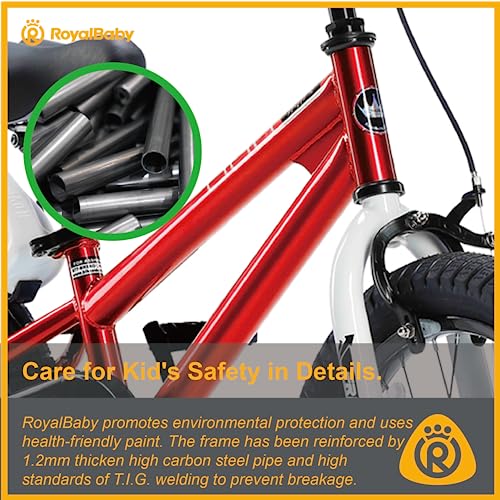 Royalbaby Kids Bike Boys Girls Freestyle BMX Bicycle With Kickstand Gifts for Children Bikes 18 Inch Red (RB18B-6R)
