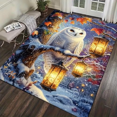 Tapis hibou 3D pour chambre enfant et salon | Décoration cocooning douce 120x160cm