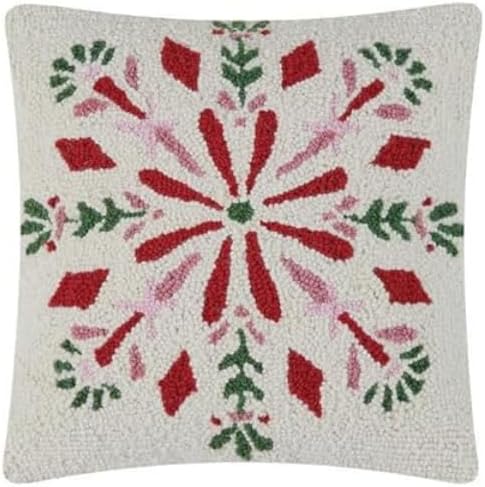 Peking Handicraft - Festive Folk Snowflake 16" Pillow - 31AV99C16SQ