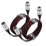 Augioth XLR to XLR Pro Mic Cable 15 Ft 2-Pack Male to Female XLR Cable 3-pin Red Balanced Shielded M