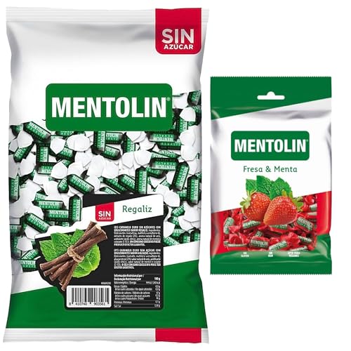 Mentolín caramelos duros regaliz s/a bolsa 1kg y de regalo fresa menta 150g