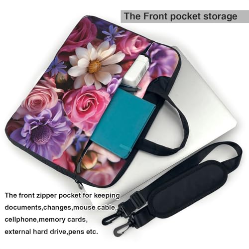 Bolso maletín para laptop de 14 pulgadas con flores moradas miniatura 4