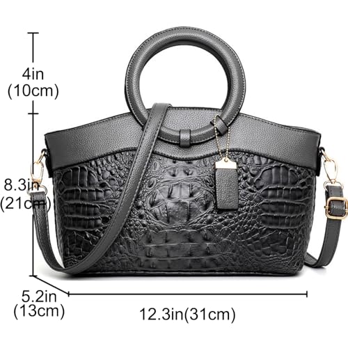 Bolso tote de mujer en cuero PU con diseño cocodrilo miniatura 5