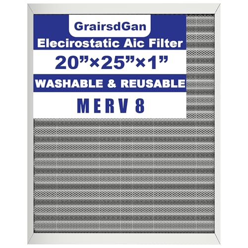 20x25x1 in. MERV 8 Reusable Washable HVAC Furnace Air Filter
