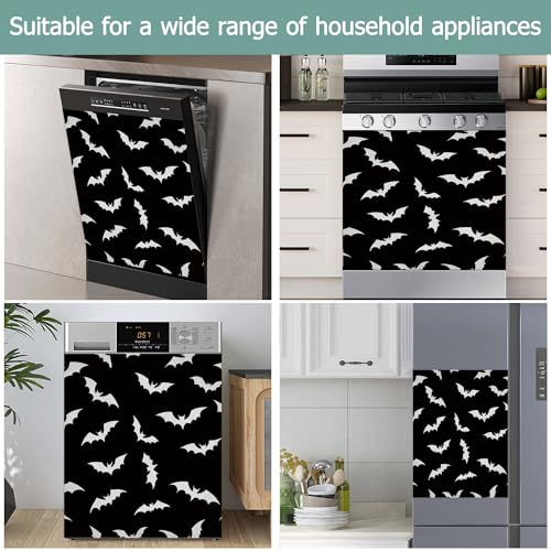 Image of Halloween Bats Dishwasher Covers for The Front Magnetic,Gothic Refrigerator Magnets Decoration,Reusable Dishwasher Cover Panel for Home Kitchen Decor 23x26 Inch