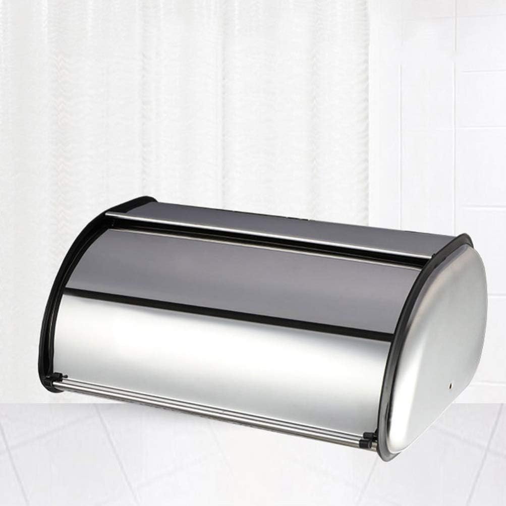 Garneck Stainless Steel Bread Box Roll Top Bread Box Storage Bin for Kitchen Metal Bread Bin Bread Storage Bread Holder (Silver)