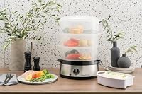 Russell Hobbs Dampfgarer [normale Größe] 9,0l (60 Minuten Timer + Abschaltautomatik, 3 spülmaschinengeeignete Dampfgarbehälter + Reisschale/Reiskocher + 6 Eierhalter/Eierkocher, BPA-frei) 19270-56 – Ansicht 3