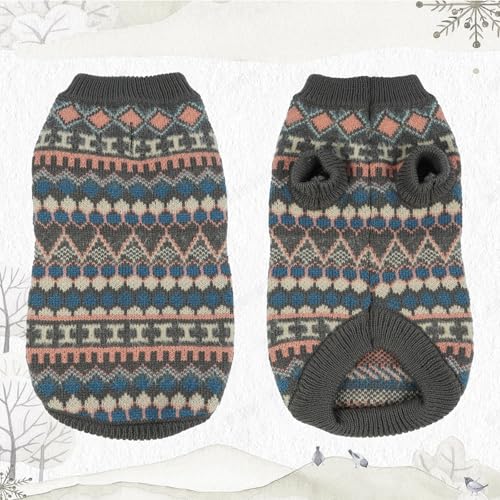 Hjumarayan Hundepullover - Boho Hundepullover Mittelgroße Hunde Weihnachtspullover, Schöne Hunde Pullover mit Geschirr Öffnung Dicken Hundepulli Französische Bulldogge Labrador Pullis (Grau L)