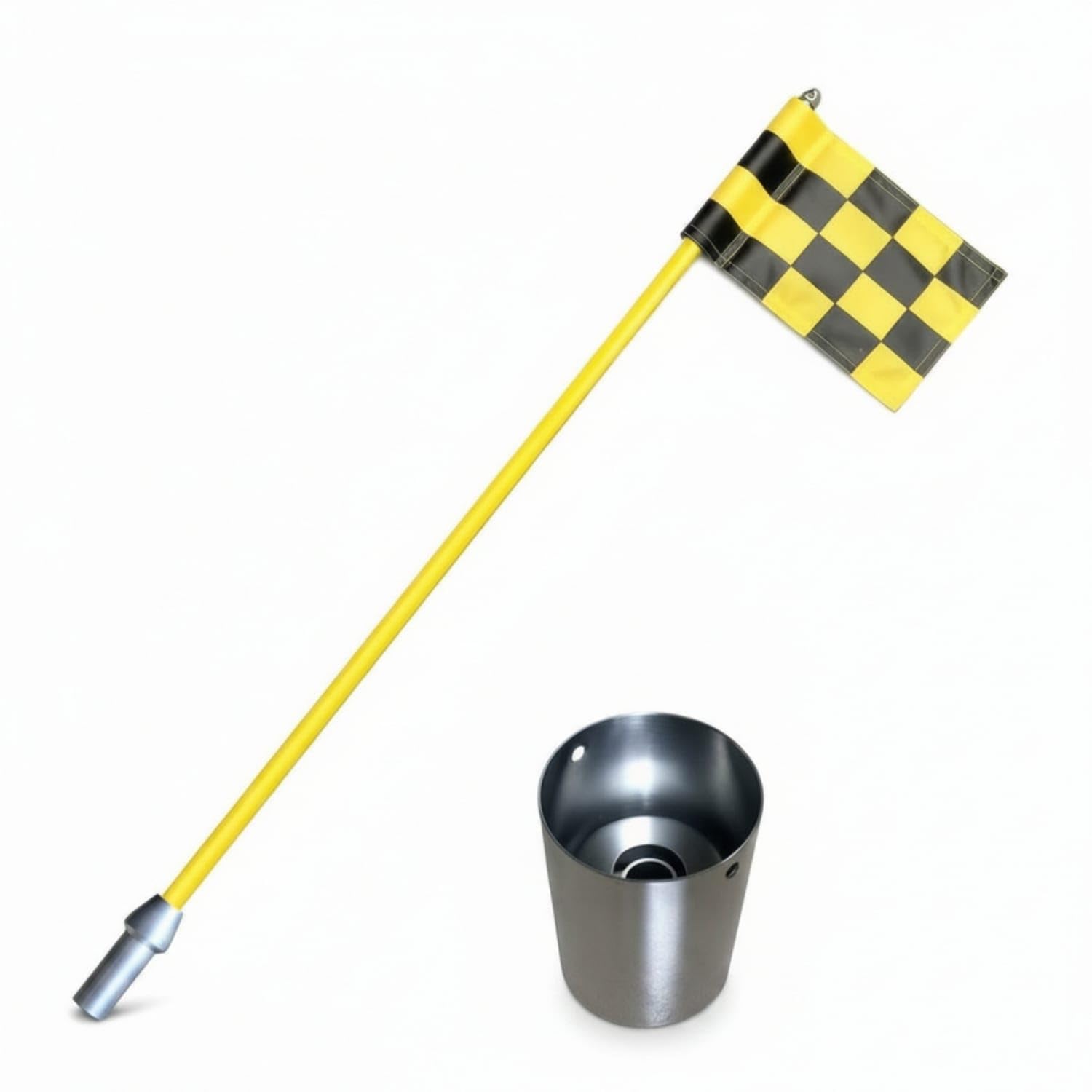 Ojiva® Stainless Steel Golf Flagpole with Cup Rust-Resistant Golf Flagstick with Cup Long-Lasting Pole Sturdy for Golfers, Coaches, Putting Green, Backyard, YLW-blk Plaid 85CM-picture-18
