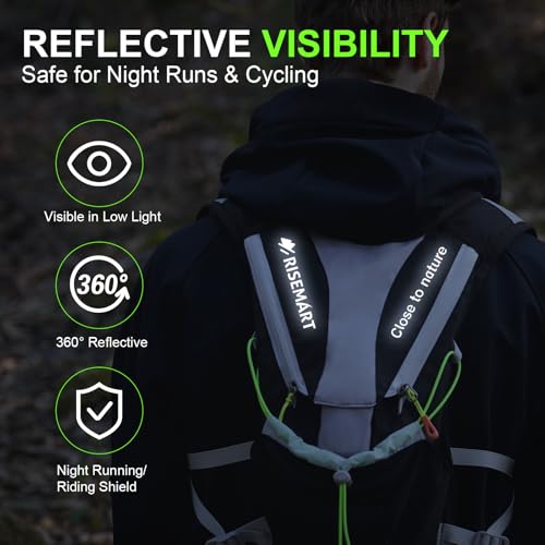 RISEMART Laufweste für Damen und Herren,Trinkrucksack Laufweste, Laufen Verstellbare Brustgurte Ultraleicht Laufrucksack für Marathon, Joggen, Radfahren, Camping, Wandern
